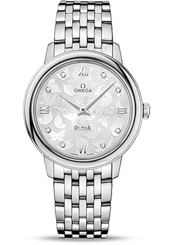 Omega De Ville Prestige Quartz Watch - 32.7 mm Steel Case - Silver Diamond Dial - 424.10.33.60.52.001