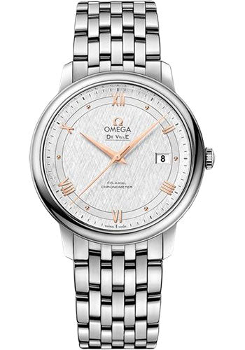 Omega De Ville Prestige Co-Axial Watch - 39.5 mm Steel Case - White Silvery Dial - 424.10.40.20.02.004