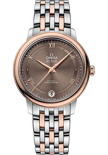 Omega De Ville Prestige Co-Axial Watch - 32.7 mm Steel And Red Gold Case - Chestnut Dial - 424.20.33.20.13.001