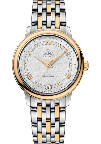 Omega De Ville Prestige Co-Axial Watch - 32.7 mm Steel And Yellow Gold Case - White Silvery Dial - 424.20.33.20.52.001
