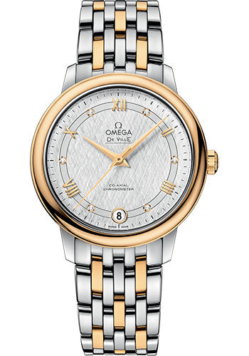 Omega De Ville Prestige Co-Axial Watch - 32.7 mm Steel And Yellow Gold Case - White Silvery Dial - 424.20.33.20.52.001