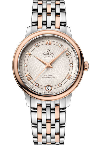 Omega De Ville Prestige Co-Axial Watch - 32.7 mm Steel And Red Gold Case - Ivory Silvery Dial - 424.20.33.20.52.003
