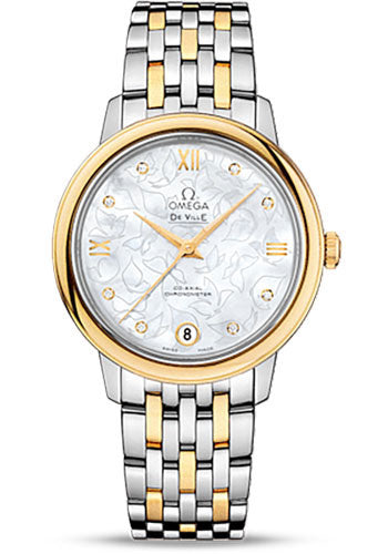 Omega De Ville Prestige Co-Axial Watch - 32.7 mm Steel Case - Yellow Gold Bezel - Mother-Of-Pearl Dial - Yellow Gold-Steel Bracelet - 424.20.33.20.55.002