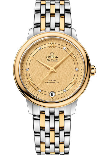 Omega De Ville Prestige Co-Axial Watch - 32.7 mm Steel And Yellow Gold Case - Champagne Dial - 424.20.33.20.58.003