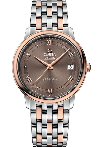 Omega De Ville Prestige Co-Axial Watch - 36.8 mm Steel And Red Gold Case - Chestnut Dial - 424.20.37.20.13.001