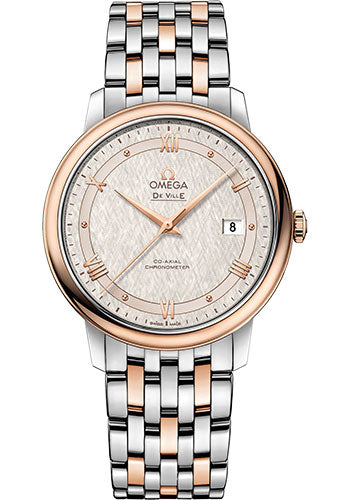 Omega De Ville Prestige Co-Axial Watch - 39.5 mm Steel And Red Gold Case - Ivory Silvery Dial - 424.20.40.20.02.003