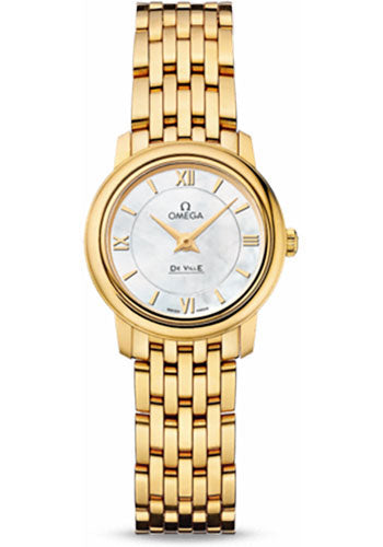 Omega De Ville Prestige Quartz Watch - 24.4 mm Yellow Gold Case - Mother-Of-Pearl Dial - 424.50.24.60.05.001