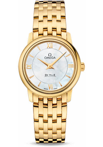 Omega De Ville Prestige Quartz Watch - 27.4 mm Yellow Gold Case - Mother-Of-Pearl Dial - 424.50.27.60.05.001