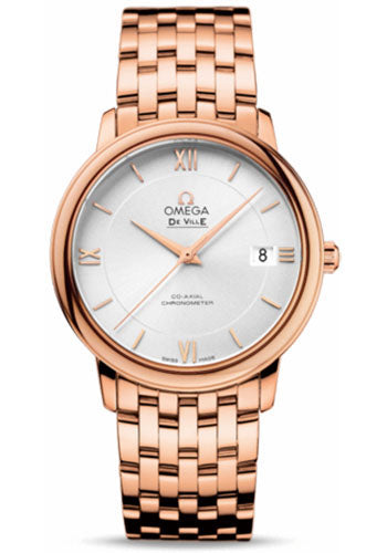 Omega De Ville Prestige Co-Axial Watch - 36.8 mm Red Gold Case - Silver Dial - 424.50.37.20.02.001
