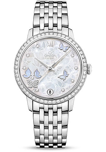 Omega De Ville Prestige Co-Axial Watch - 36.8 mm White Gold Case - Diamond Bezel - MOP Diamond Dial - 424.55.33.20.55.003