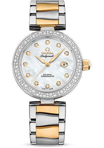 Omega De Ville Ladymatic Omega Co-Axial Watch - 34 mm Steel - Yellow Gold Case - Diamond Bezel - White Diamond Dial - Yellow Gold And Steel Bracelet - 425.25.34.20.55.003
