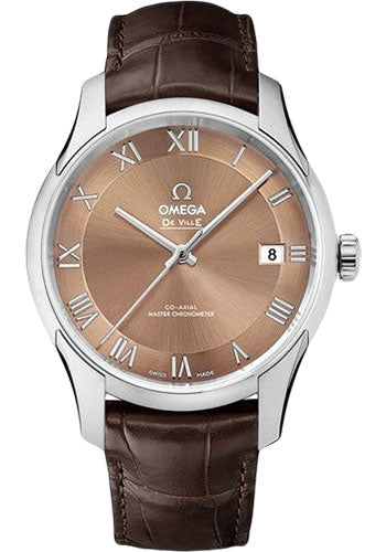 Omega De Ville Hour Vision Co-Axial Master Chronometer Watch - 41 mm Steel Case - Two-Zone Bronze Dial - Brown Leather Strap - 433.13.41.21.10.001