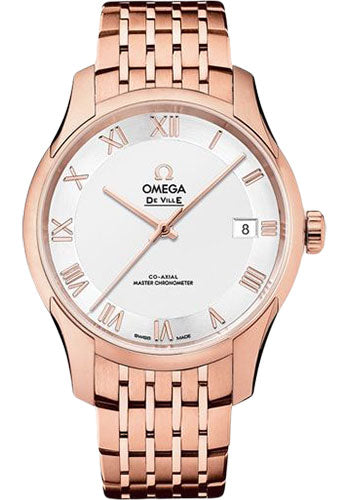 Omega De Ville Hour Vision Co-Axial Master Chronometer Watch - 41 mm Sedna Gold Case - Two-Zone -Silver Dial - 433.50.41.21.02.001