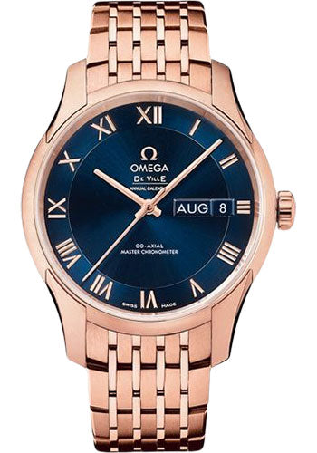 Omega De Ville Hour Vision Co-Axial Master Chronometer Annual Calendar Watch - 41 mm Sedna Gold Case - Two-Zone Blue Dial - 433.50.41.22.03.001