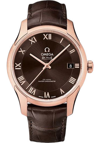 Omega De Ville Hour Vision Co-Axial Master Chronometer Watch - 41 mm Sedna Gold Case - Two-Zone Brown Dial - Brown Leather Strap - 433.53.41.21.13.001