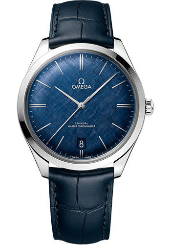 Omega De Ville Tresor Omega Co-Axial Master Chronometer - 40 mm Steel Case - Blue Patterned Dial - Blue Leather Strap - 435.13.40.21.03.001