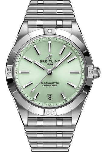Breitling Chronomat Automatic 36 Watch - Stainless Steel - Mint Green Dial - Metal Bracelet - A10380101L1A1