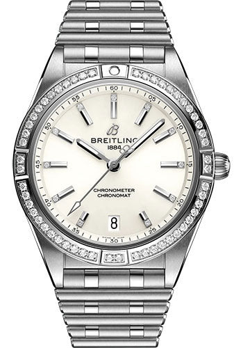 Breitling Chronomat Automatic 36 Watch - Stainless Steel (Gem-set) - White Diamond Dial - Metal Bracelet - A10380591A1A1