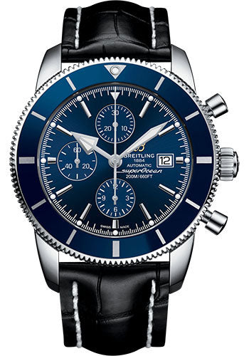 Breitling Superocean Heritage II Chronograph 46 Watch - Steel Case - Gun Blue Dial - Black Croco Strap - A1331216/C963/761P/A20D.1