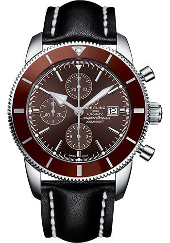 Breitling Superocean Heritage II Chronograph 46 Watch - Steel Case - Copperhead Bronze Dial - Black Leather Strap - A1331233/Q616/442X/A20D.1