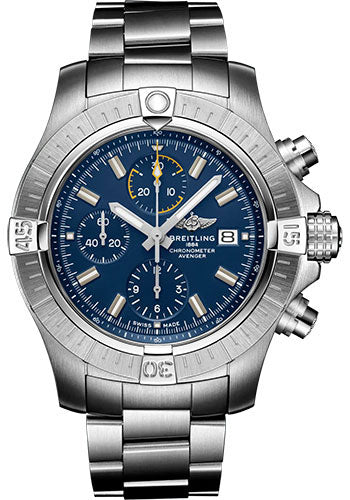 Breitling Avenger Chronograph 45 Watch - Stainless Steel - Blue Dial - Metal Bracelet - A13317101C1A1