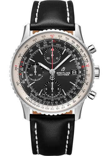 Breitling Navitimer Chronograph 41 Watch - Steel - Black Dial - Black Leather Strap - Folding Buckle - A13324121B1X2