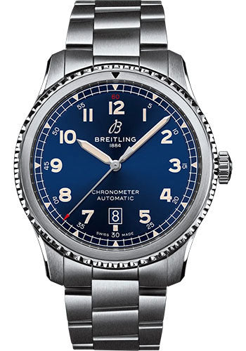 Breitling Aviator 8 Automatic 41 Watch - Stainless Steel - Blue Dial - Metal Bracelet - A17315101C1A1