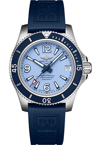 Breitling Superocean Automatic 36 Watch - Steel - Blue Dial - Blue Diver Pro III Strap - Tang Buckle - A17316D81C1S1