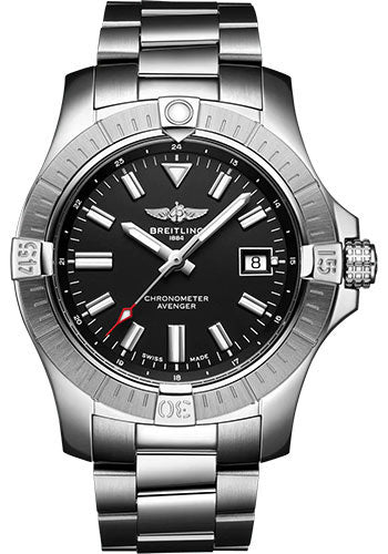 Breitling Avenger Automatic 43 Watch - Stainless Steel - Black Dial - Metal Bracelet - A17318101B1A1