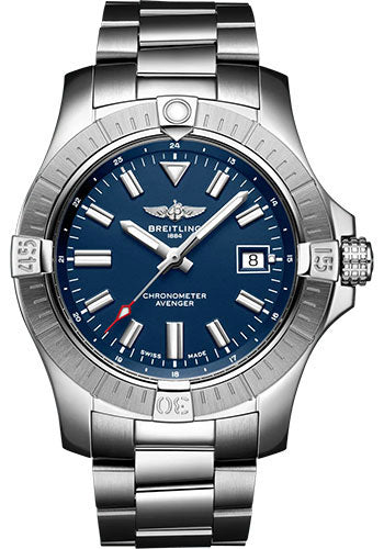 Breitling Avenger Automatic 43 Watch - Stainless Steel - Blue Dial - Metal Bracelet - A17318101C1A1