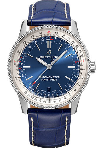 Breitling Navitimer Automatic 38 Watch - Steel - Blue Dial - Blue Croco Strap - Folding Buckle - A17325211C1P3