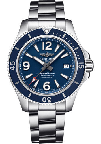 Breitling Superocean Automatic 42 Watch - Steel - Blue Dial - Steel And Satin Bracelet - A17366D81C1A1