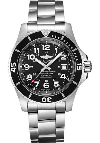 Breitling Superocean II 44 Watch - Steel - Volcano Black Dial - Steel Bracelet - A17392D71B1A1