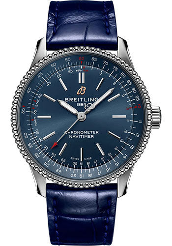 Breitling Navitimer Automatic 35 Watch - Stainless Steel - Blue Dial - Blue Alligator Leather Strap - Tang Buckle - A17395161C1P1