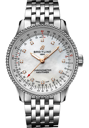 Breitling Navitimer Automatic 35 Watch - Stainless Steel - Mother-Of-Pearl Dial - Metal Bracelet - A17395211A1A1