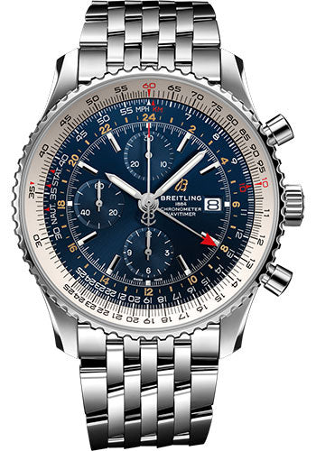 Breitling Navitimer Chronograph GMT 46 Watch - Steel - Blue Dial - Steel Bracelet - A24322121C2A1