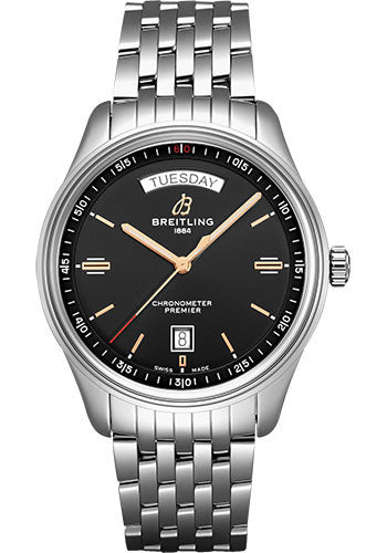 Breitling Premier Automatic Day & Date Watch - 40mm Steel Case - Black Dial - Steel Bracelet - A45340241B1A1