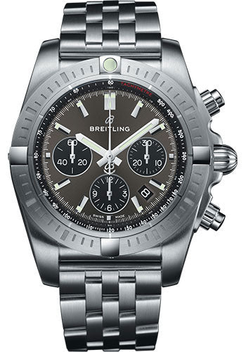 Breitling Chronomat B01 Chronograph 44 Watch - Steel Case - Blackeye Gray Dial - Steel Pilot Bracelet - AB0115101F1A1
