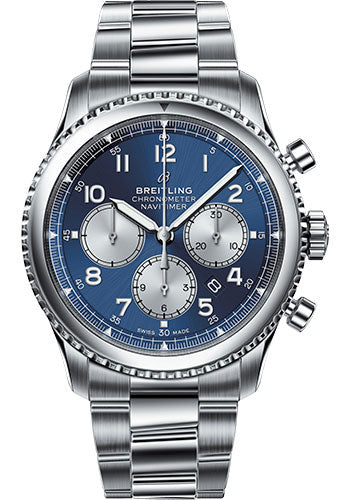 Breitling Aviator 8 B01 Chronograph 43 Watch - Steel Case - Blue Dial - Steel Professional III Bracelet - AB0117131C1A1