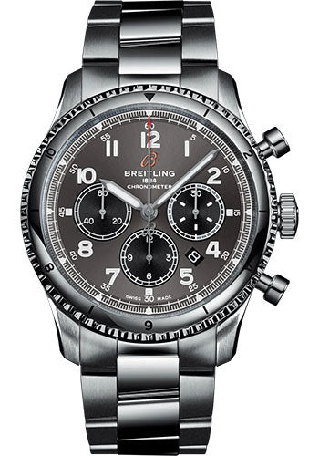 Breitling Aviator 8 B01 Chronograph 43 Watch - Stainless Steel - Anthracite Dial - Metal Bracelet - AB0119131B1A1