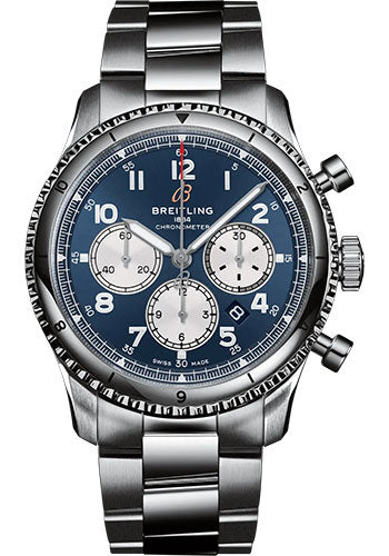 Breitling Aviator 8 B01 Chronograph 43 Watch - Stainless Steel - Blue Dial - Metal Bracelet - AB0119131C1A1
