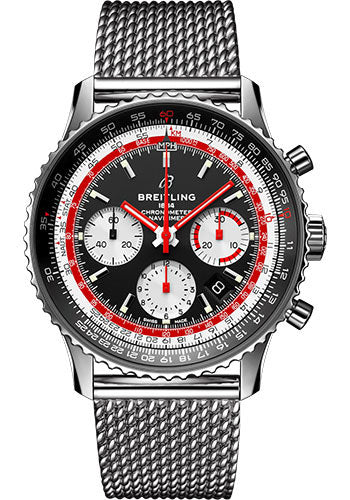 Breitling Navitimer B01 Chronograph 43 Swissair Watch - Steel - Black Dial - Steel Bracelet - AB01211B1B1A1