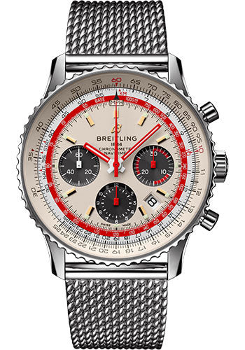 Breitling Navitimer B01 Chronograph 43 TWA Watch - Steel - White Dial - Steel Bracelet - AB01219A1G1A1