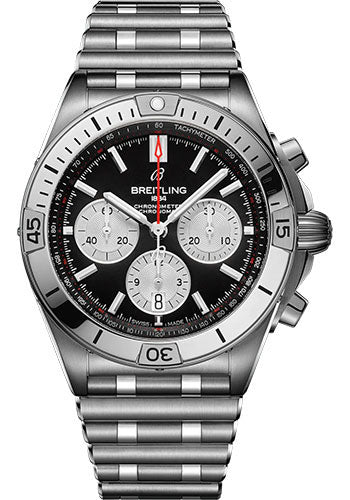 Breitling Chronomat B01 42 Watch - Stainless Steel - Black Dial - Metal Bracelet - AB0134101B1A1