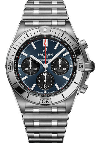 Breitling Chronomat B01 42 Watch - Stainless Steel - Blue Dial - Metal Bracelet - AB0134101C1A1