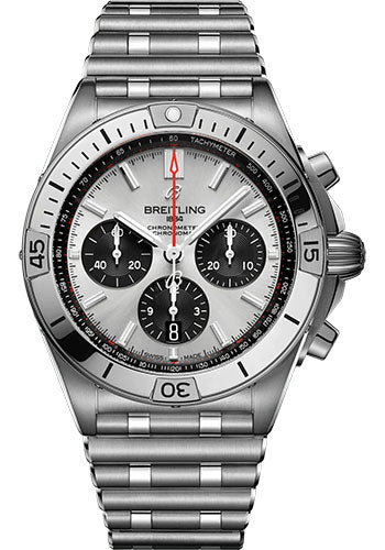 Breitling Chronomat B01 42 Watch - Stainless Steel - Silver Dial - Metal Bracelet - AB0134101G1A1