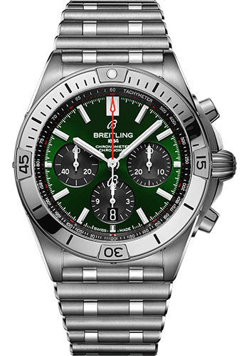 Breitling Chronomat B01 42 Bentley Watch - Stainless Steel - Green Dial - Metal Bracelet - AB01343A1L1A1