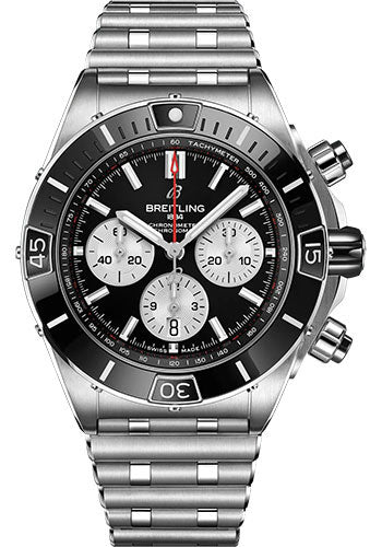 Breitling Super Chronomat B01 44 Watch - Stainless Steel - Black Dial - Metal Bracelet - AB0136251B1A1