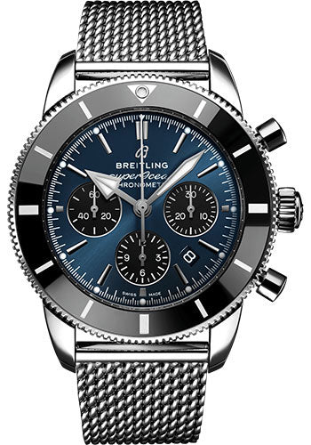Breitling Superocean Heritage B01 Chronograph 44 Watch - Steel - Blackeye Blue Dial - Steel Bracelet - AB0162121C1A1