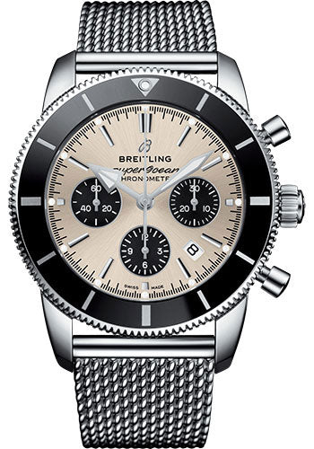 Breitling Superocean Heritage II B01 Chronograph 44 Watch - Steel Case - Silver Dial - Steel Aero Classic Bracelet - AB0162121G1A1